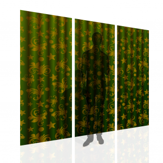 Green Moon and Stars Curtains Multibanner Backdrop