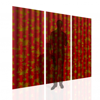 Red Moon and Stars Curtains Multibanner Backdrop