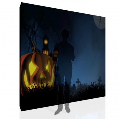Full Stand and Creepy Halloween with Pumpkin / Jack O Lantern Backdrop