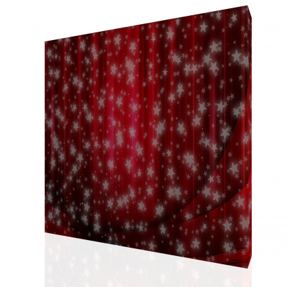 Red Curtains with snowflakes / stars - Image 2