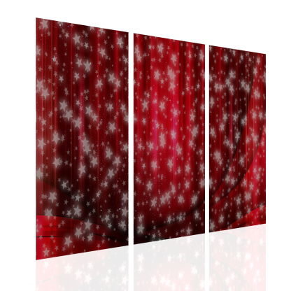 Red Curtains with Snowflakes / Stars Multibanner Backdrop - Image 4
