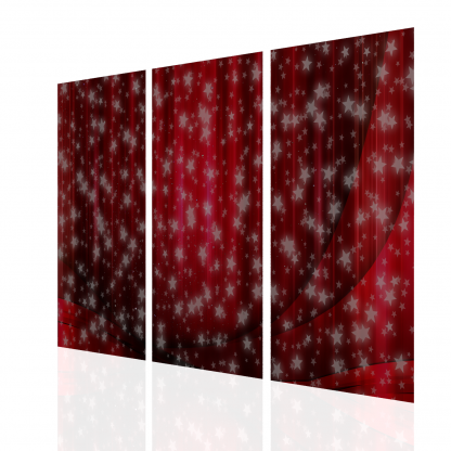 Red Curtains with Snowflakes / Stars Multibanner Backdrop - Image 2