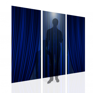 Blue Curtains Multibanner Backdrop